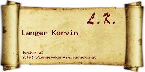 Langer Korvin névjegykártya